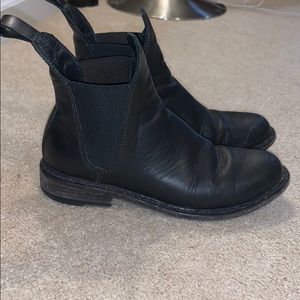 Black leather booties